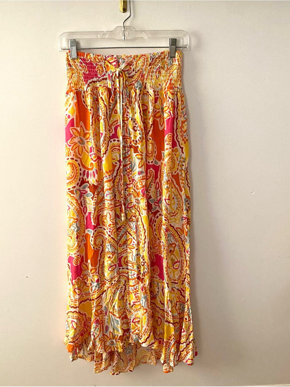 Rachel Zoe Bright Paisley Maxi Skirt - Pink & Orange